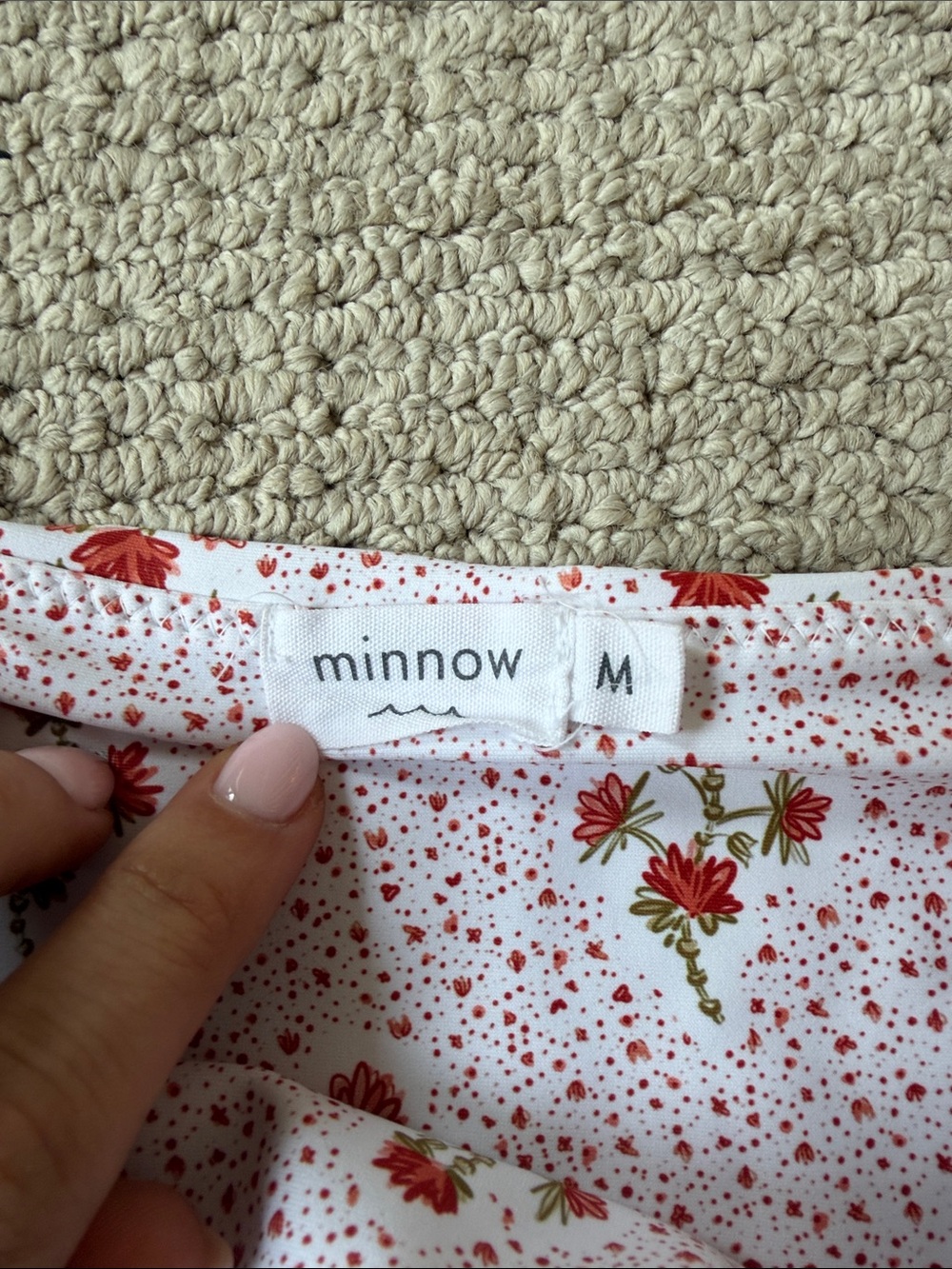 Minnow High-Waist Floral Tie-Shoulder Bikini Top (S) and Bottom (M)- Red Floral - Picture 6 of 10